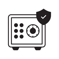 Safe Box glyph icon with white background vector stock illustration