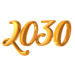 Happy New Year Number 2030 Gold 3D Render