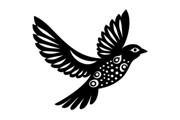 Flying Bird Silhouette With Boho Patterns