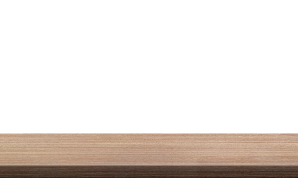empty wooden table front view isolated PNG transparent.