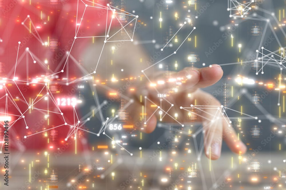 Aufkleber neural network 3d illustration. big data and cybersecurity