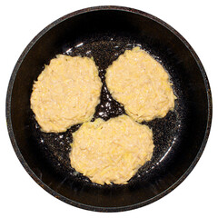 The mass for making potato pancakes.Grated potatoes with egg and spices.