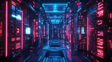 Fototapeta premium Abstract futuristic techno vibes in neon