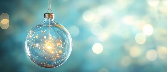 Fototapeta premium Clear Christmas Bauble with Delicate Snowflakes: Holiday Ornament Decoration