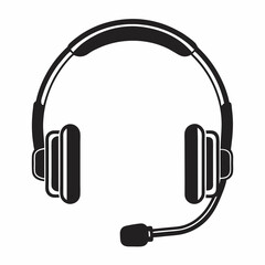 Clean Headset Silhouette for Audio and Gaming Graphics