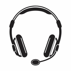 Clean Headset Silhouette for Audio and Gaming Graphics