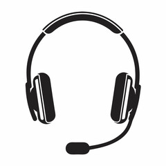 Clean Headset Silhouette for Audio and Gaming Graphics