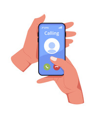 Calling phone in hand vector illustration