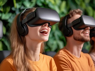Naklejka premium Modern Business Team Uses VR for Immersive Client Presentations Revolutionizing Digital Transformation, Business Innovation, and Client Engagement Through Cutting-Edge Virtual Reality Technology