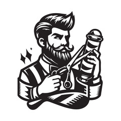 Black and white barber logo vector