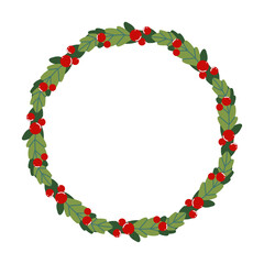 Hand drawn Christmas wreath holly frame