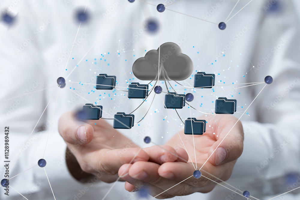 Poster data Internet infrastructure concept. Abstract technology background. 3D rendering.