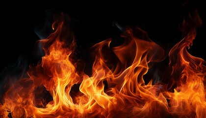 Fototapeta premium fire flames on black background fire isolated over black background texture of fire on black background abstract fire flame background large burning fire