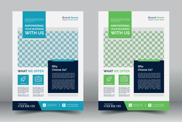 Digital Marketing Agency Flyer, Business Marketing Flyer Set,corporate Business Flyer Template Design Set With Blue, Yellow And Green Color.digital Marketing New Flyer.