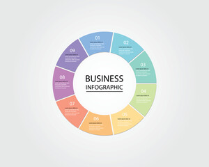 Business Infographic modern design template for banners and infographics for 9 circle step 
