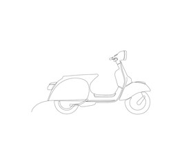 scooter without color, one-line  single line illustration, scooter simple art, retro scooter, line drawing illustration, one line transport without colors