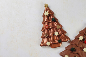 Christmas tree shaped handmade delicious belgian chocolate bar.