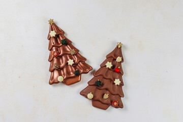 Christmas tree shaped handmade delicious belgian chocolate bar.