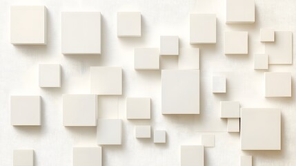 Obraz premium White background with cubes of different sizes and shapes arranged in an abstract pattern, creating a modern minimalist design for various applications