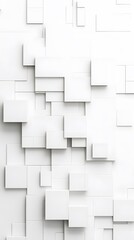 White background with cubes of different sizes and shapes arranged in an abstract pattern, creating a modern minimalist design for various applications