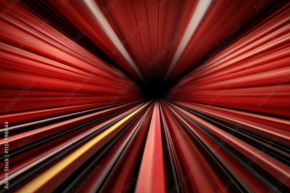 Aufkleber a dynamic abstract image featuring red rays converging towards a dark center, creating a sense of sp