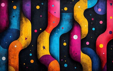 Abstract Design of Colorful Lines and Dots.