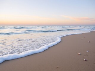 Obraz premium Gentle waves lapping at the shore to evoke a sense of peace, AI generated.