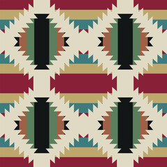  Navajo tribal vector seamless pattern. Native American ornament. Ethnic South Western decor style. Boho geometric ornament. Vector seamless pattern. Mexican blanket, rug. Woven carpet illustration