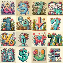 Cartoon Flowers Monster Lettering Typeface. AI generated illustration