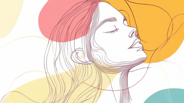 A girl drawn with lines.