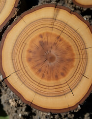 Rustic wooden tree stump texture suitable as a natural chopping board background material for earthy home and interior design themes._00001_