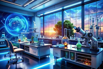 Exploring the Intersection of Science and Technology: A Visual Journey into Innovation and Discovery, Showcasing Futuristic Devices and Advanced Research Concepts