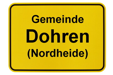 Illustration eines Ortsschildes der Gemeinde Dohren (Nordheide) in Niedersachsen