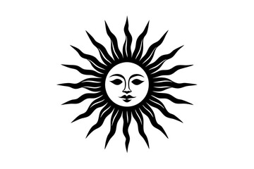 Boho Sunface Line Art Design