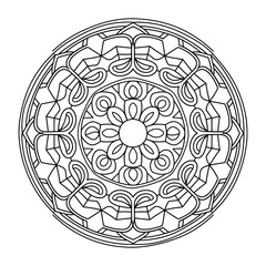 Easy Circular Pattern of Mandala for Henna, Mehndi, Tattoo, Decoration. Mandala for Coloring Book Page.