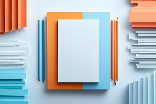 A vibrant workspace featuring colorful stationery and design materials, perfect for creative projects and artistic endeavors. Ideal for inspiration and planning.