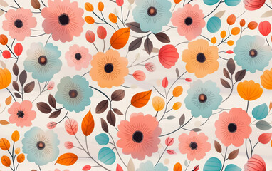 Retro style floral texture art background
