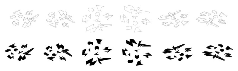shards. broken pieces vector siilhouettes