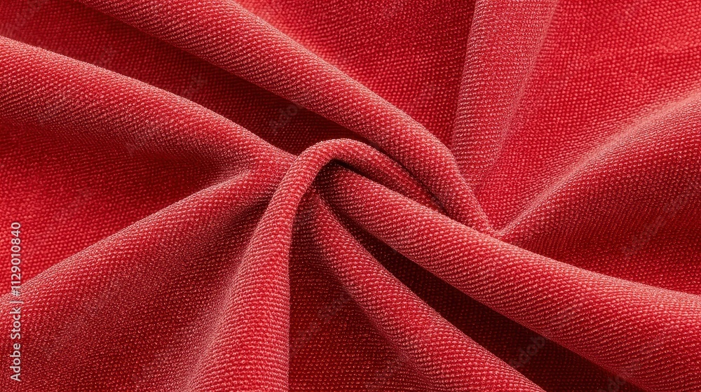 Poster close-up of textured red fabric showing elegant drapes and patterns
