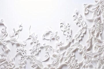 white lace pattern on a white background with a pearl sheen and