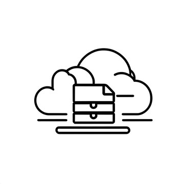 recommend clip art: Cloud Storage Icon: A minimalist line art illustration depicting a cloud with data storage servers, symbolizing the concept of cloud storage and data backup.  
