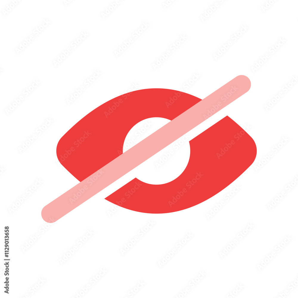 Poster abstract digital art depicting a bisected red circle with a diagonal pink line.