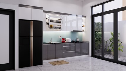 RENDER Modern minimalist kitchen design
