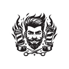 Black and white barber logo vector