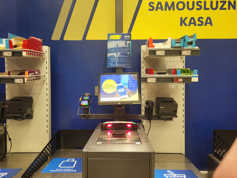 Ni&scaron;, Serbia - 10 13 2024: Lidl market, self-serving register 