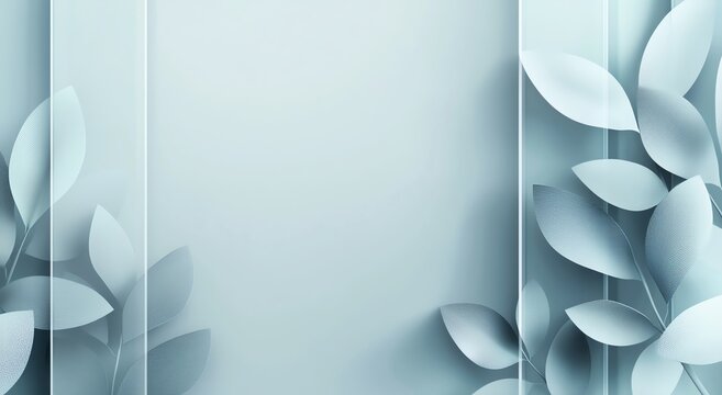 A serene abstract background featuring soft, translucent leaves layered gracefully over a gentle teal backdrop, evoking calmness and tranquility, perfect for wellness and design.