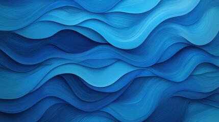 Fluid Waves of Blue Shades Creating a Serene Abstract Background