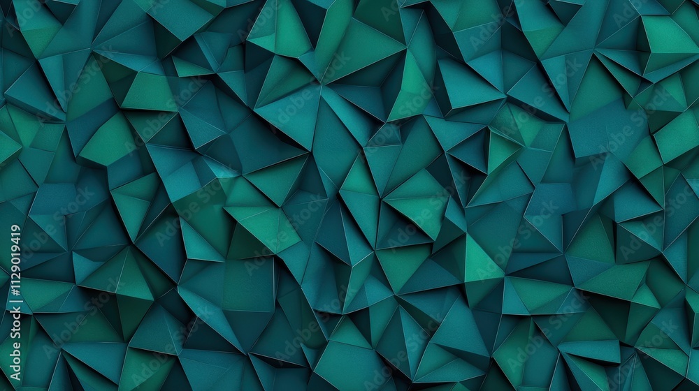 Poster abstract geometric texture with triangular patterns in green tones