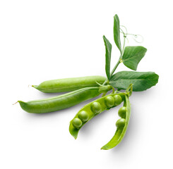 Fresh green peas with leaves