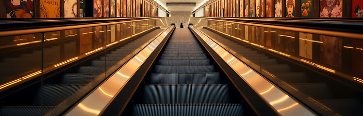 Escalator decor is highlighted by strategically placed lighting that creates a visually appealing effect in enclosed spaces._00002_